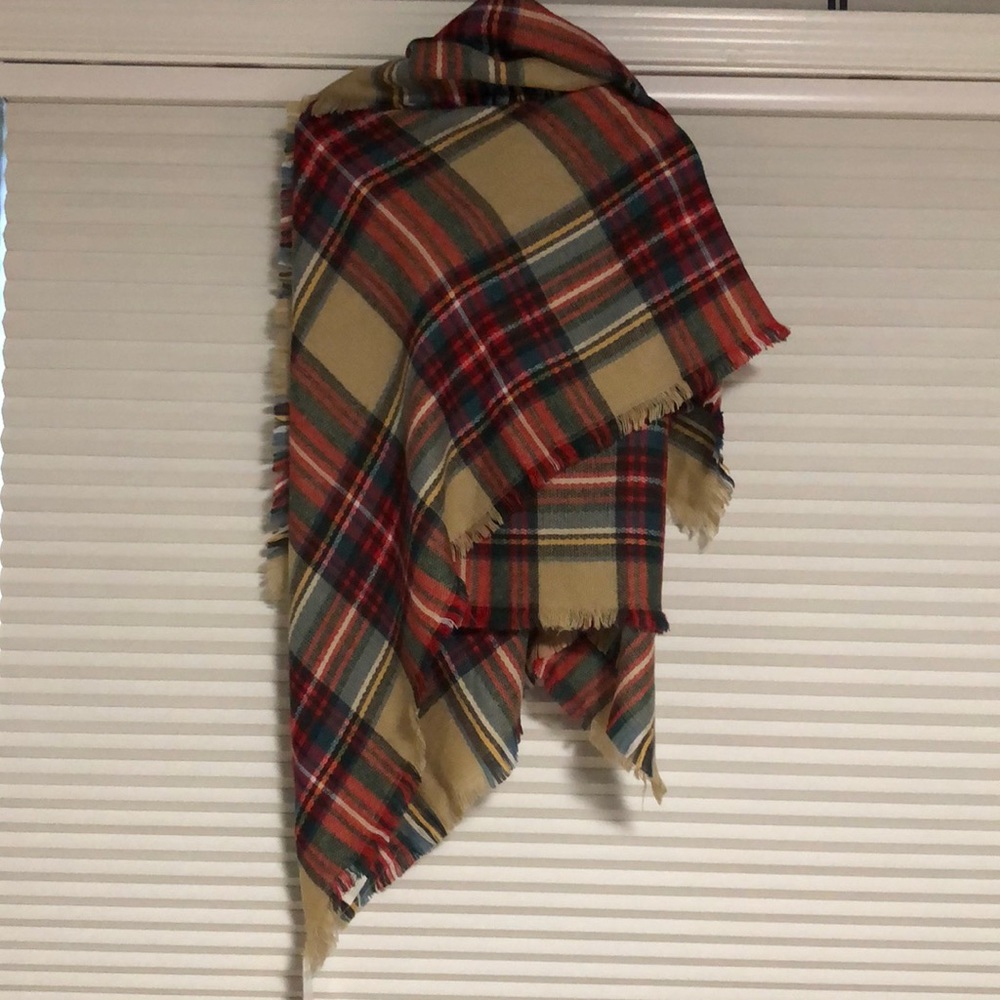 Plaid blanket scarf